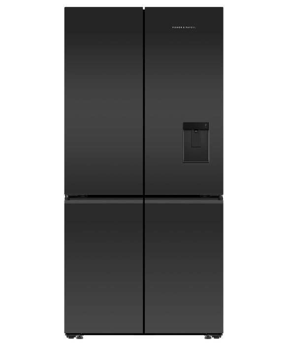 Refrig F&P Quad Door I&W Black Glass Refrig/Fzr RF730QZUVB1