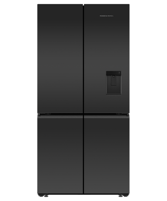 Refrig F&P Quad Door I&W Black Glass Refrig/Fzr RF730QZUVB1