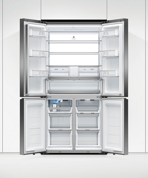 Refrig F&P Quad Door I&W Black Glass Refrig/Fzr RF730QZUVB1