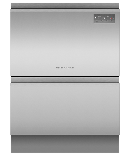 Fisher & Paykel - DishDrawer F&P Double Recessed Handle Stainless Steel - DD60D2NX9