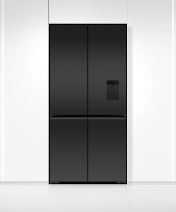 Refrig F&P Quad Door I&W Black Glass Refrig/Fzr RF730QZUVB1
