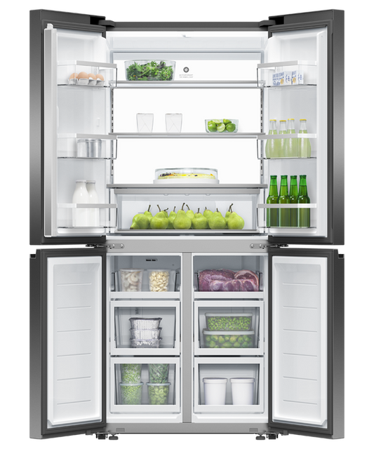 Fisher & Paykel - Refrig F&P Quad Door 500L Black Stainless - RF500QNB1