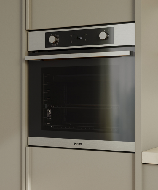 Haier - HWO60S12EPX5 Oven Haier 60cm 12F Ele Dial Touch LCD Airfry Pyro Steam Asst Mid Grey
