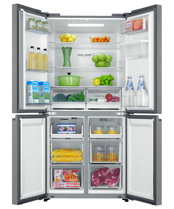 Haier - Refrig Haier Quad Door Satina Water Dispenser Refrig/Fzr - HRF580YHS