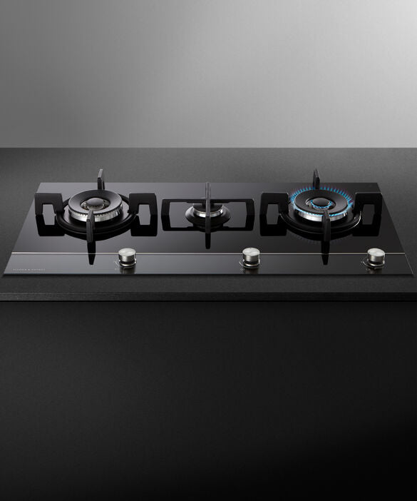 Fisher & Paykel - Cooktop F&P Gas on Glass 3 Burner NG - CG903DNGGB4