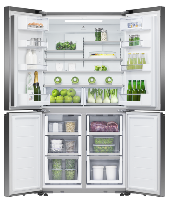 Fisher & Paykel - Refrig F&P Designer Quad Door Ice & Water Black Glass Refrigerator/Freezer - RF605QZUVB1