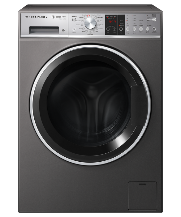 Fisher & Paykel - Washer F&P 10kg Front Load Steam Auto-dose Connected Graphite - WH1060SG1