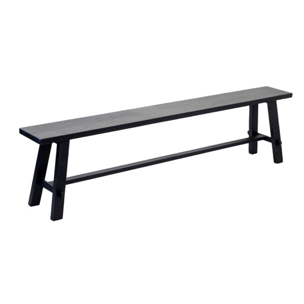 Rustico Reclaimed Teak Bench - Long, Black