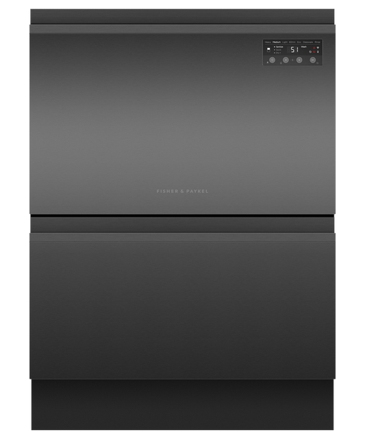 Fisher & Paykel - DishDrawer F&P Double Recessed Handle Black Stainless - DD60D2NB9