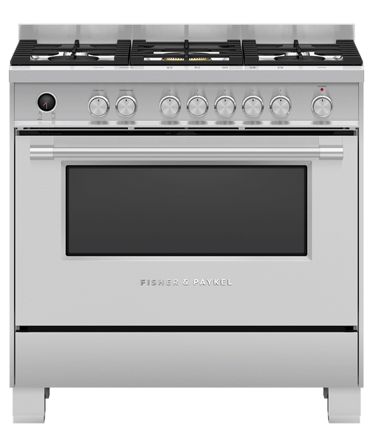 Fisher & Paykel Freestanding Range, Dual Fuel, 90cm, 5 Burners, Self-cleaning - OR90SPG6X1