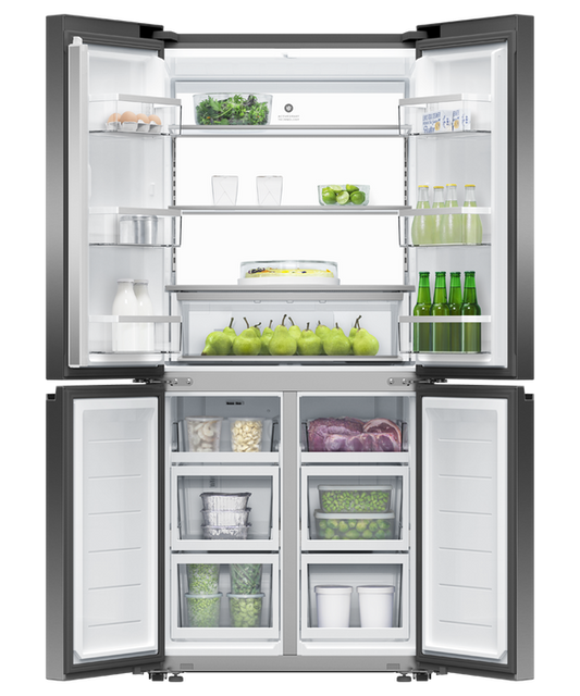 Fisher & Paykel Refrigerator Quad Door 500L Black Stainless - RF500QNB1