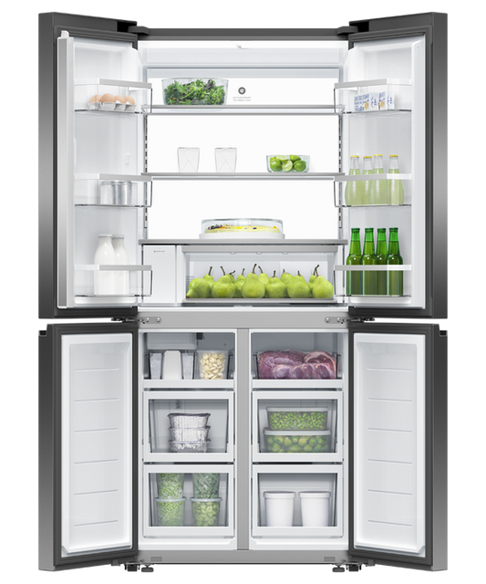 Fisher & Paykel - Refrig F&P Quad Door 500L I&W Black Stainless - RF500QNUB1