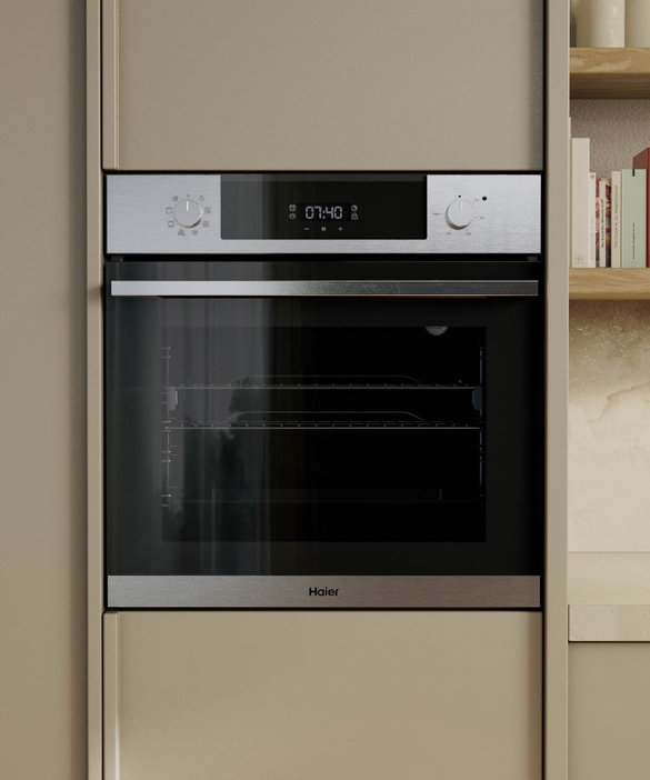 Oven Haier 60cm 7F Mechanical Dial Touch LCD Airfry Steam Asst Stainless Steel HWO60S7EX5