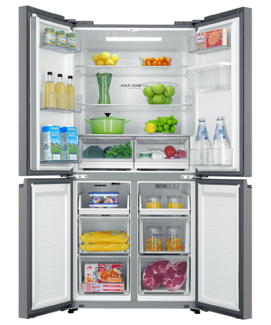Haier - Refrig Haier Quad Door Satina Water Dispenser Refrig/Fzr - HRF580YHS