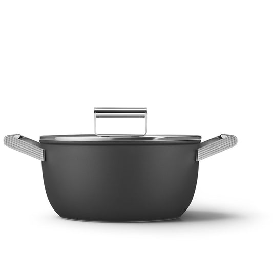 Smeg 24Cm Cookware Casserole 50'S Style Black - CKFC2411BLM