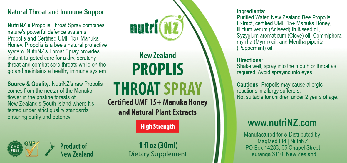 Propolis Throat Spray - 30 ml (95 Servings) – High Strength