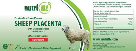Sheep Placenta - 60 Vege-Capsules – with Grapeseed Extract and Vitamin-E