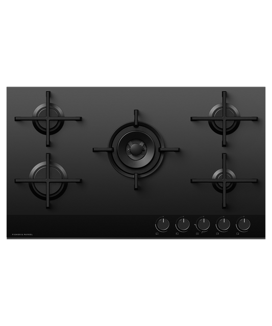 Fisher & Paykel - Cooktop F&P Gas on Glass 5 Burner NG - CG905DNGGB4