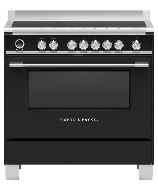Fisher & Paykel - Freestanding Cooker F&P 90cm Induction C/top Black - OR90SCI6B1