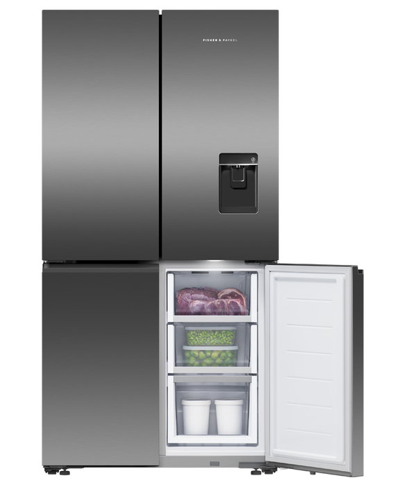 Fisher & Paykel - Refrig F&P Designer Quad Door Ice & Water Black Refrigerator/Freezer - RF605QNUVB1