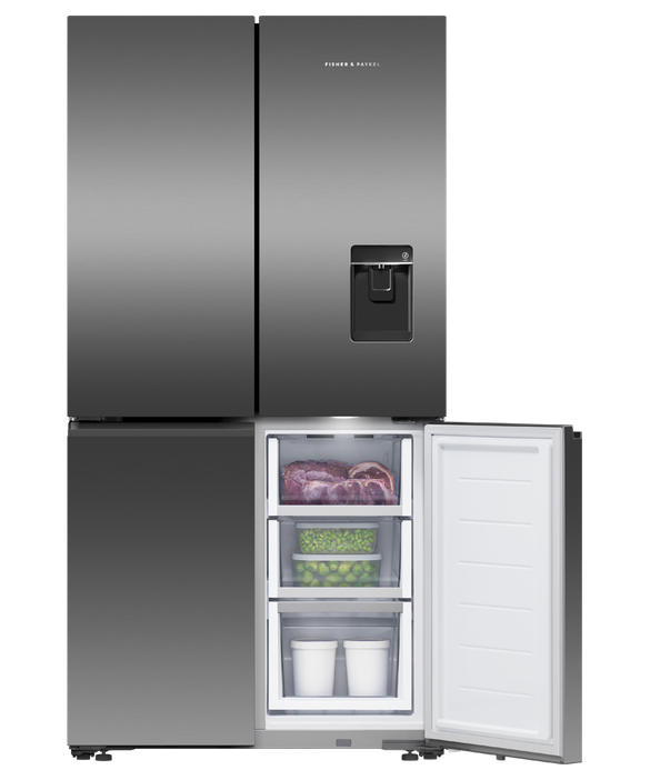 Fisher & Paykel Designer Quad Door Ice & Water Black Refrigerator/Freezer - RF605QNUVB1
