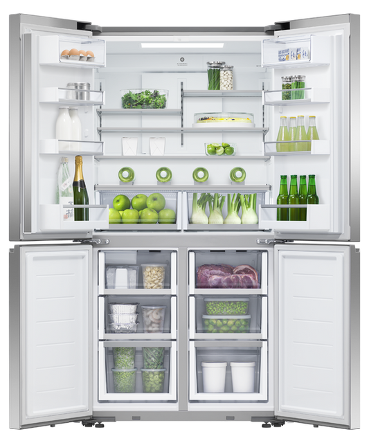 Fisher & Paykel - Refrig F&P Designer Quad Door Ice & Water S/Steel Refrigerator/Freezer - RF605QNUVX1