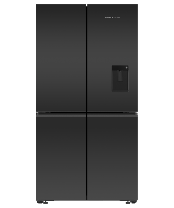 Fisher & PaykelDesigner Quad Door Ice & Water Black Glass Refrigerator/Freezer - RF605QZUVB1