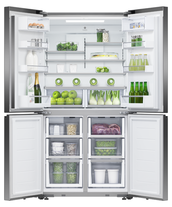 Fisher & PaykelDesigner Quad Door Ice & Water Black Glass Refrigerator/Freezer - RF605QZUVB1