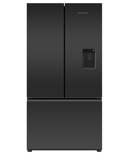 Fisher & Paykel - Refrig F&P Designer French Door Ice&Water Black Glass Refrig/Fzr - RF610AZUB5