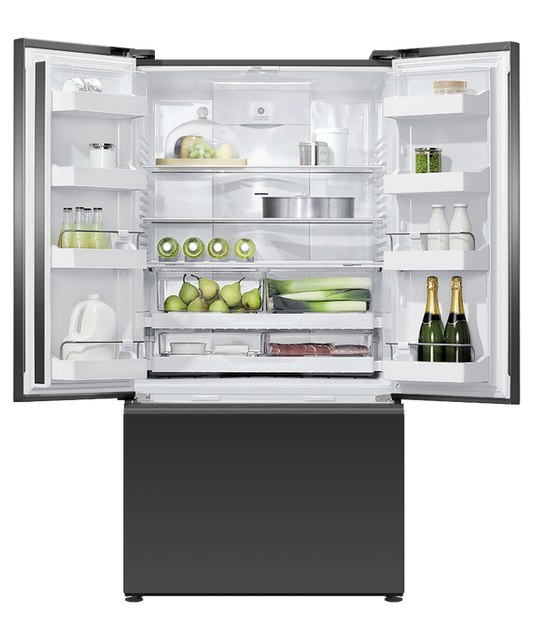 Fisher & Paykel - Refrig F&P Designer French Door Ice&Water Black Glass Refrig/Fzr - RF610AZUB5