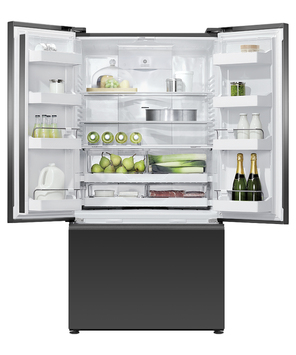 Fisher & Paykel Designer French Door Ice & Water Black Glass Refrigerator/Freezer - RF610AZUB5