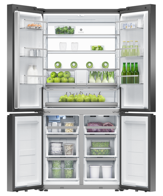 Fisher & Paykel - Refrig F&P Quad Door 690L VTZ I&W WiFi Black Stainless - RF730QNUVB1