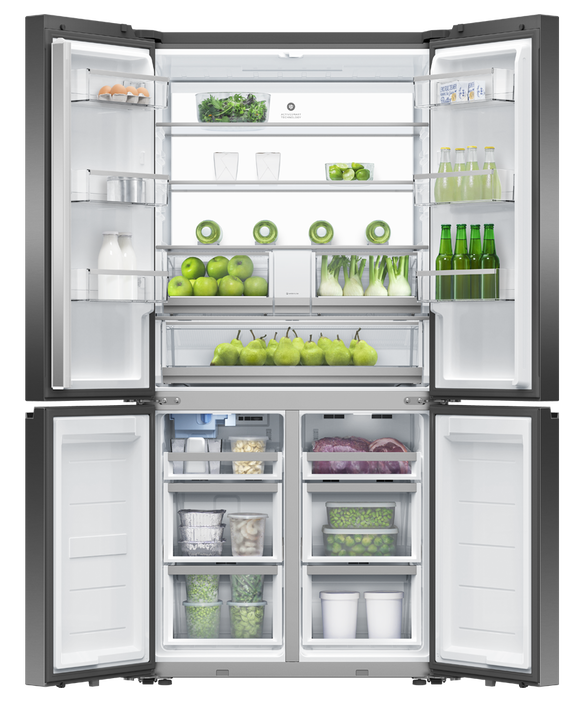 Fisher & Paykel Refrigerator Quad Door 690L VTZ I&W WiFi Black Stainless - RF730QNUVB1